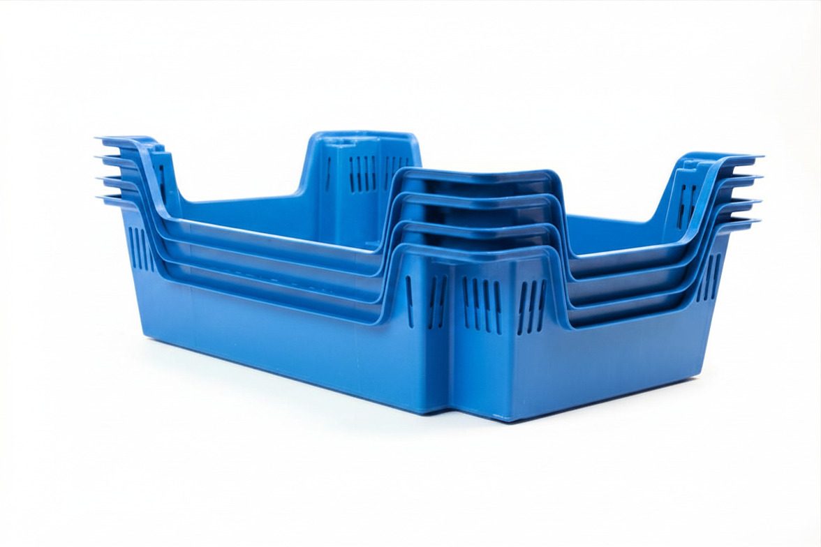Caja de plástico BIO-CRATES sin rejilla de malla, interior vacío, apiladas